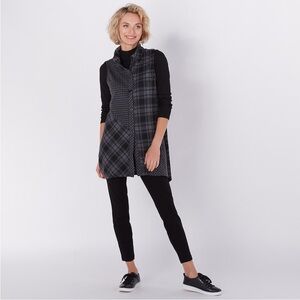 Red Coral Plaid Printed Collared Vest